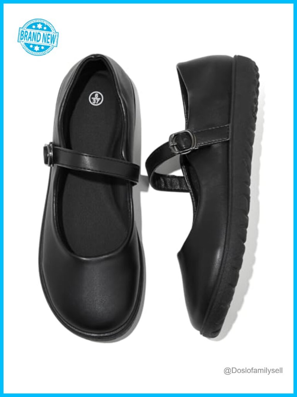 Mary Jane Ballet Flats Adjustable Strap Memory Foam Round Toe Comfortable